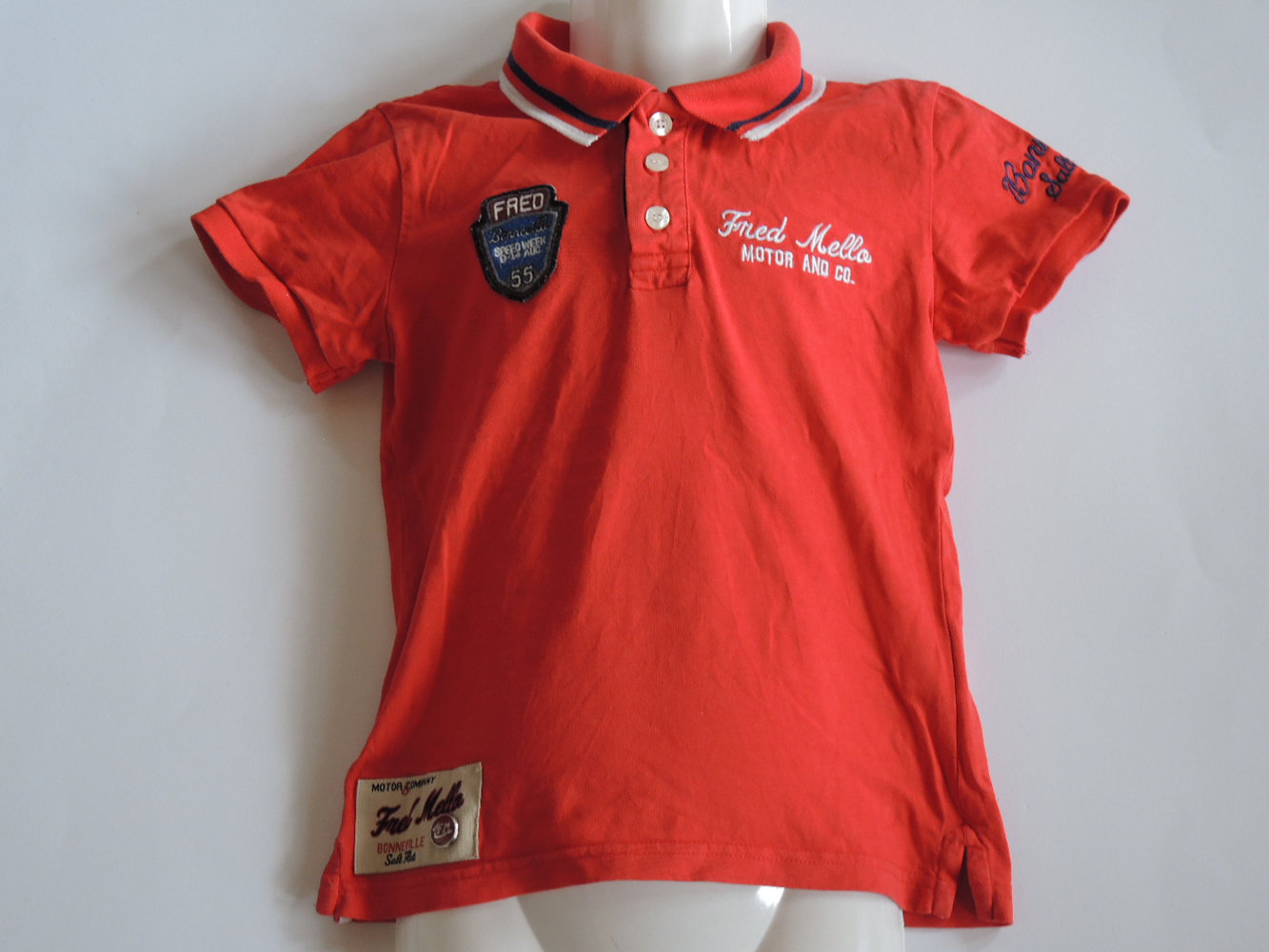 Cooles Luxus Polo Shirt rot mit Rücken Print Gr.4 104 110 Limited Edition von Fred Mello