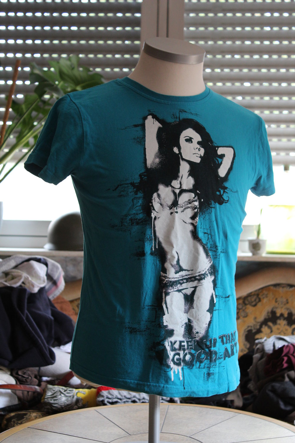 Fishbone T-Shirt blau sexy Aufdruck Größe S