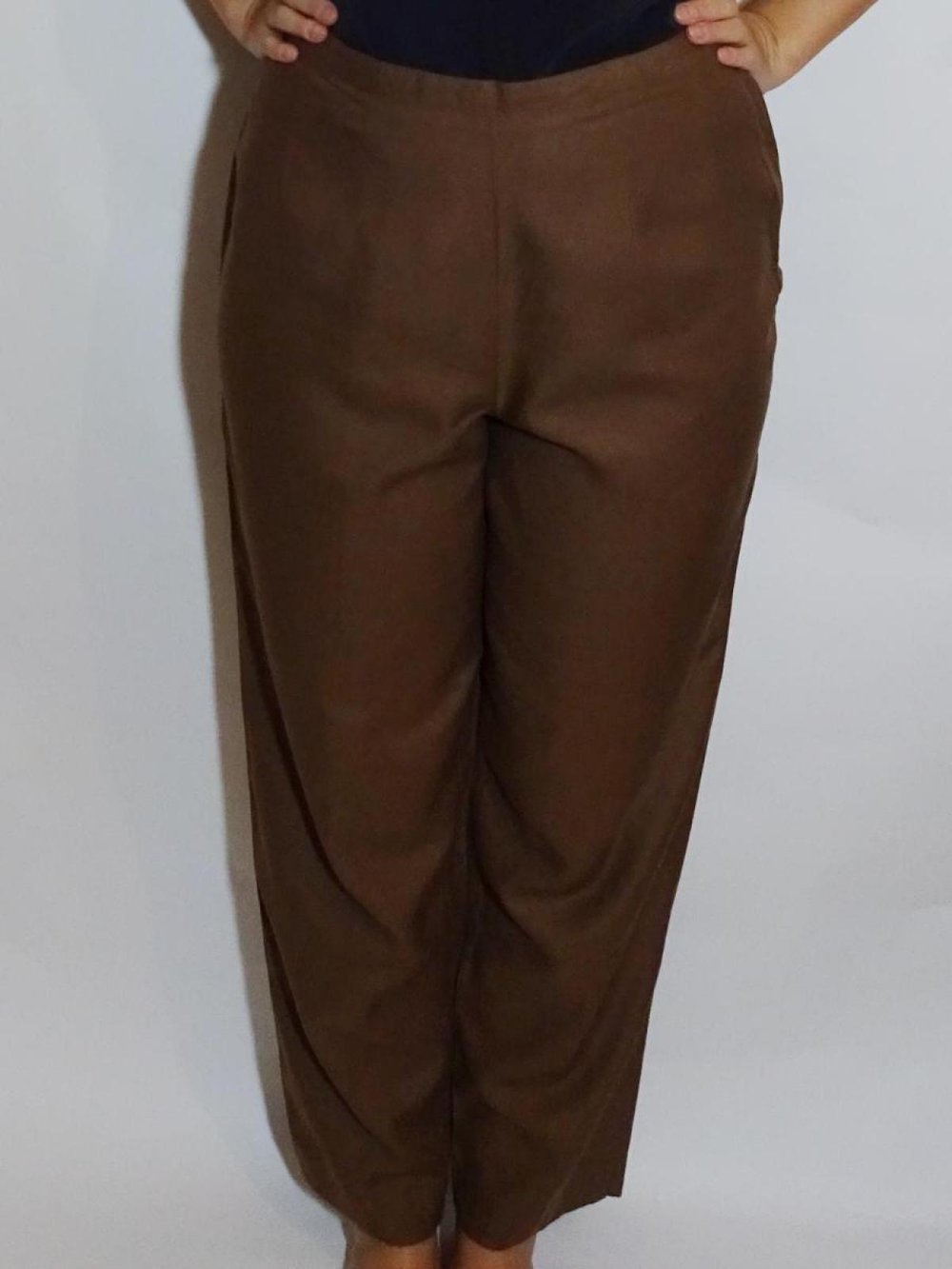 Braune Leinenhose High Waist Frühling Sommer Gr. 40 Gr. M