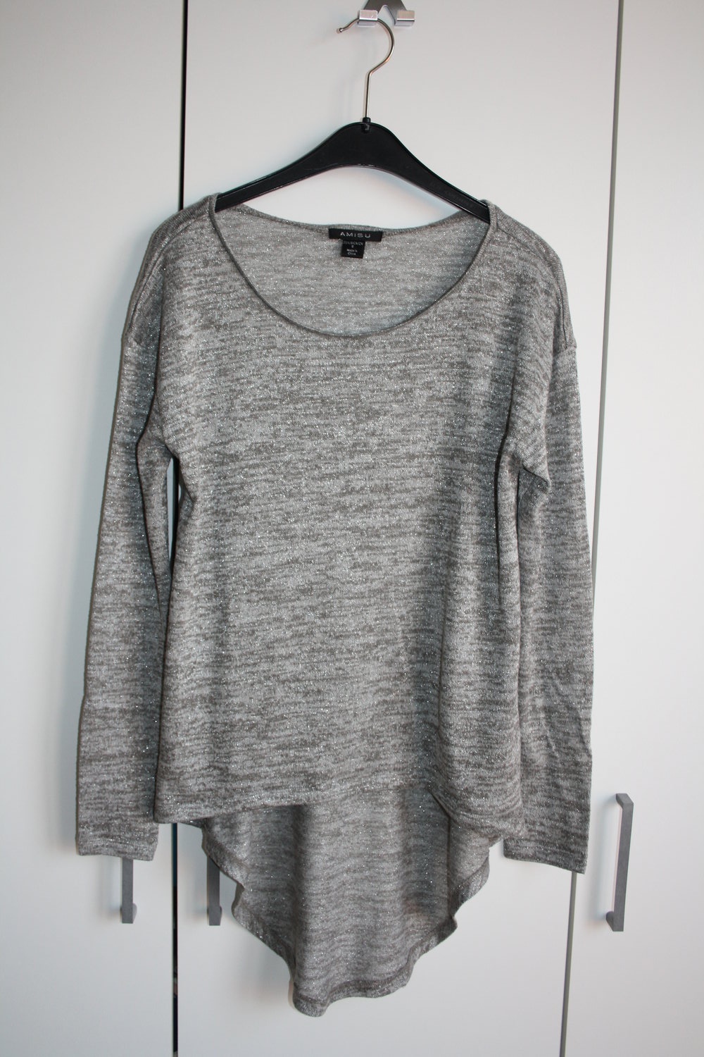 * Pullover Amisu grau silber vorne kurz hinten lang High Low