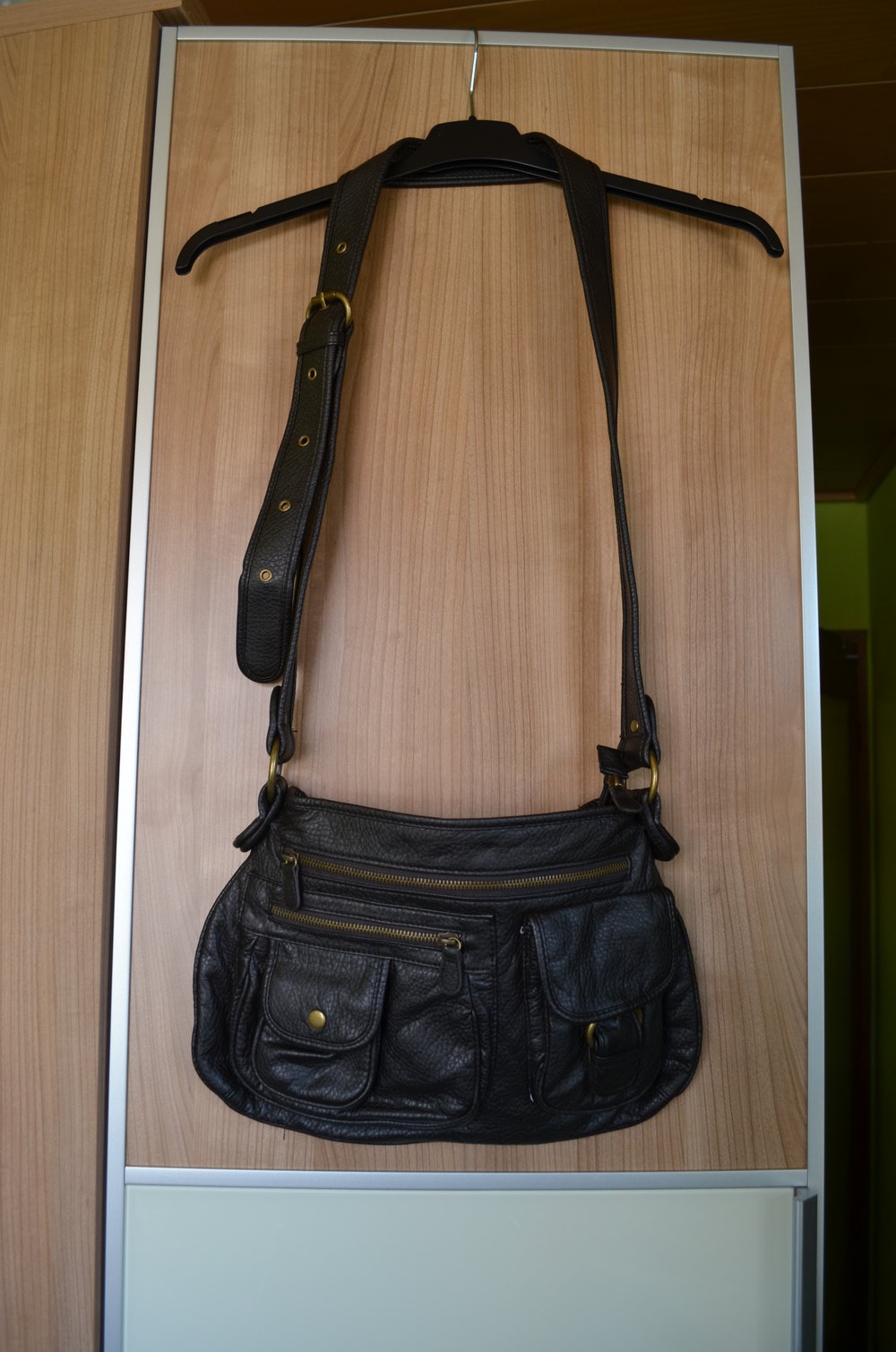 dunkelbraune Lederhandtasche