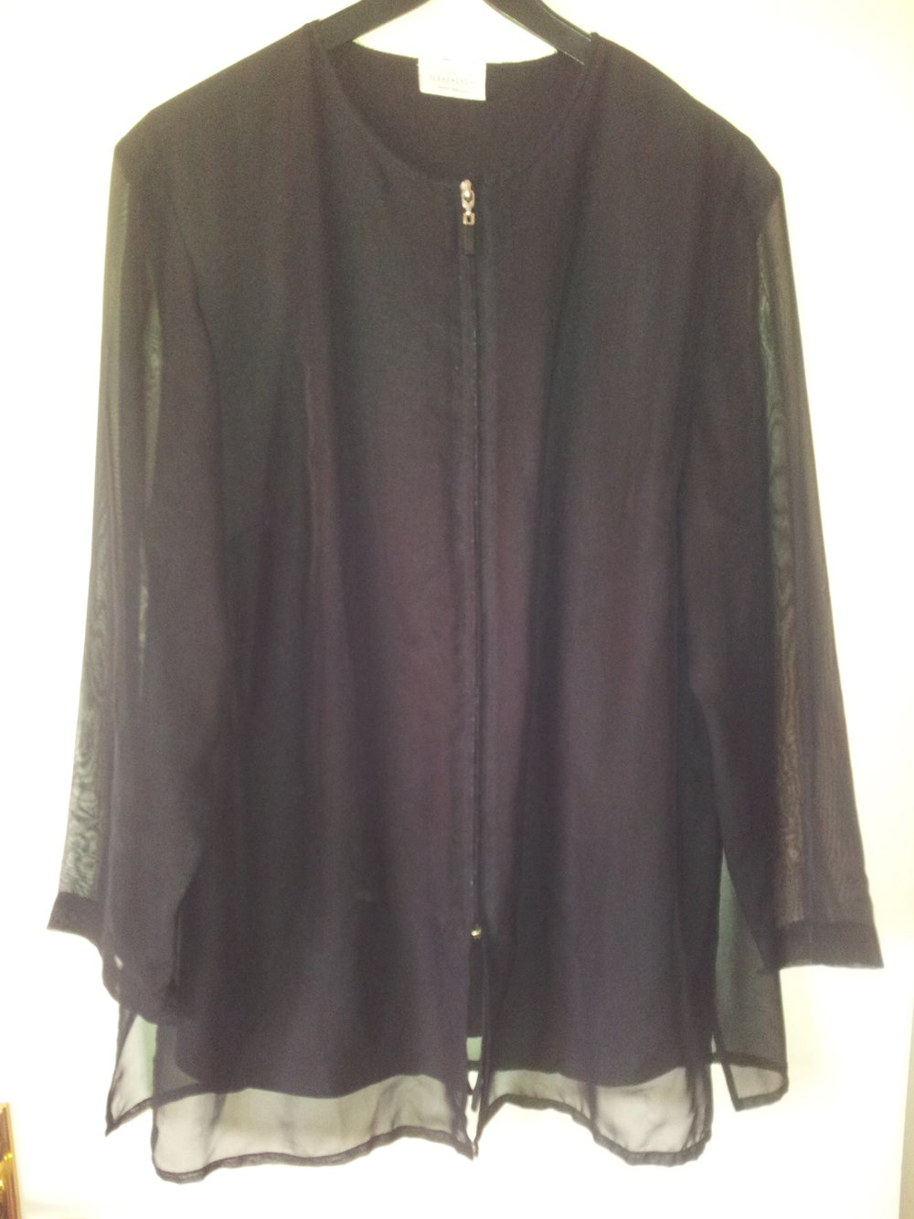 Bluse schwarz transparente Ärmel & Oberstoff Gr. 50