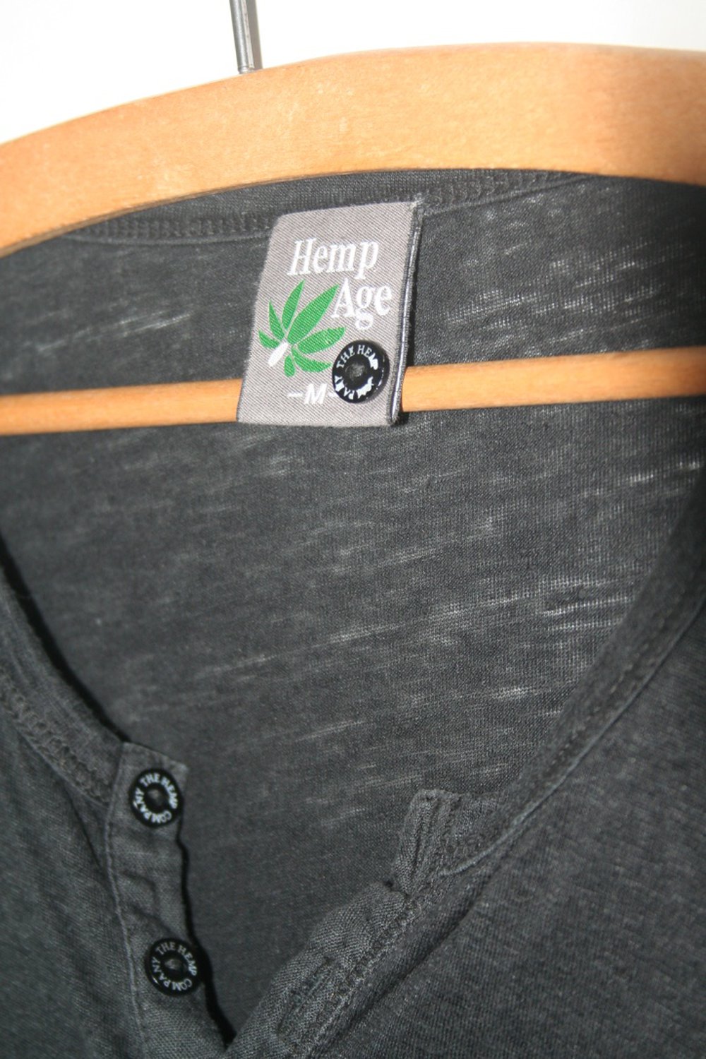Hanf Shirt mit Knopfleiste (Farbe: Schwarz - wirkt meliert)