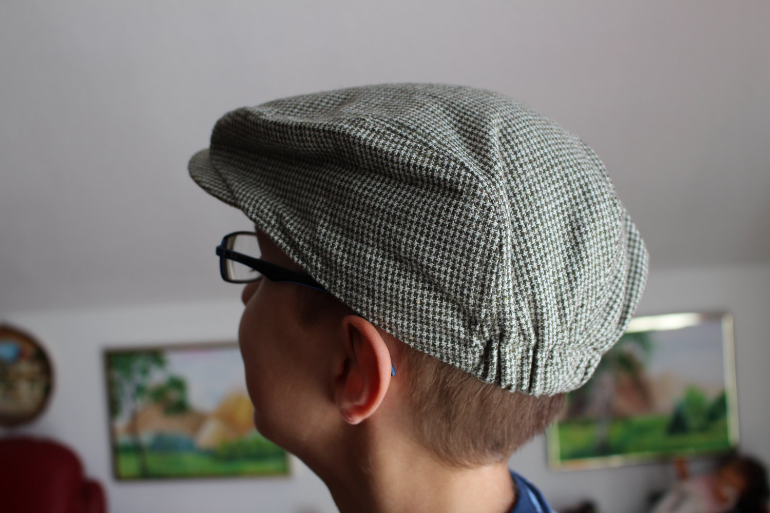 87. Schiebermütze/Käppy von Vertbaudet, feinkariert,  Gr. 50