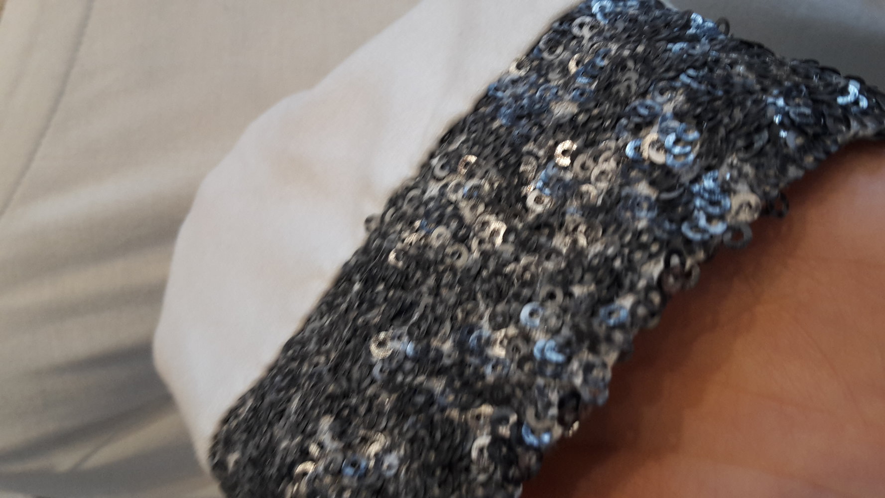 Bluse shirt weiß XL Business chic pailletten grau 