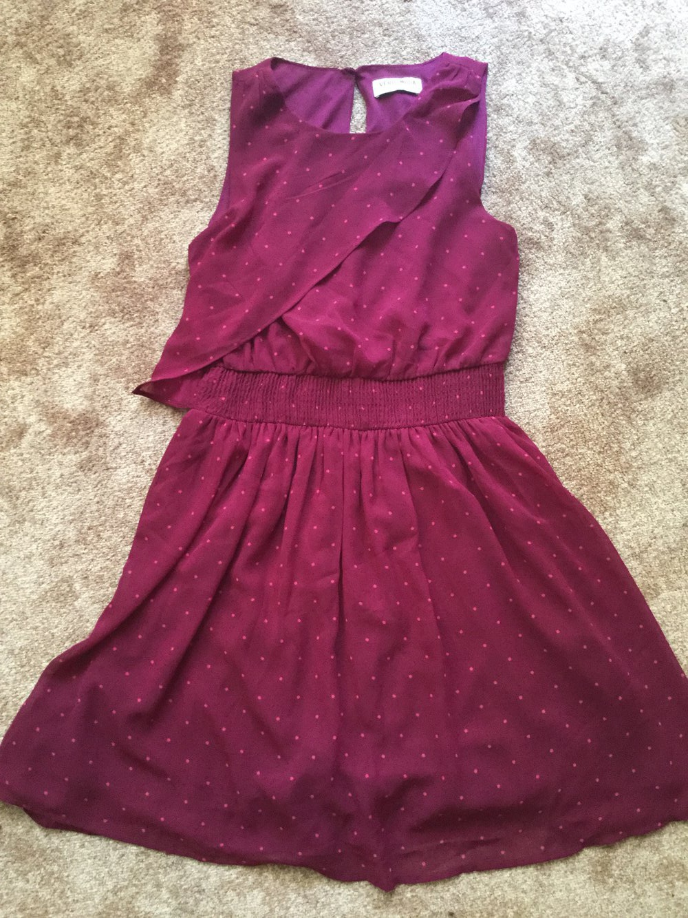 Vera Moda, Kleid, Rüsschen, gepunktet, S dunkelrot