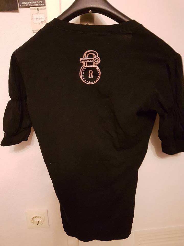 Fornarina shirt L goth raffung black 40