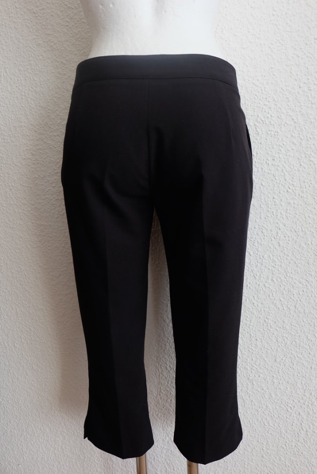 3/4 Hose mit Schlitzen am Beinabschluss, leicht elastisch, elegante Caprilänge, Slim-fit, schwarz