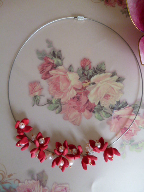 Blüten Kette Perlen handmade neu