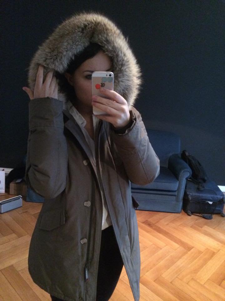 WOOLRICH Parka oliv Echtpelz / Pelz Größe