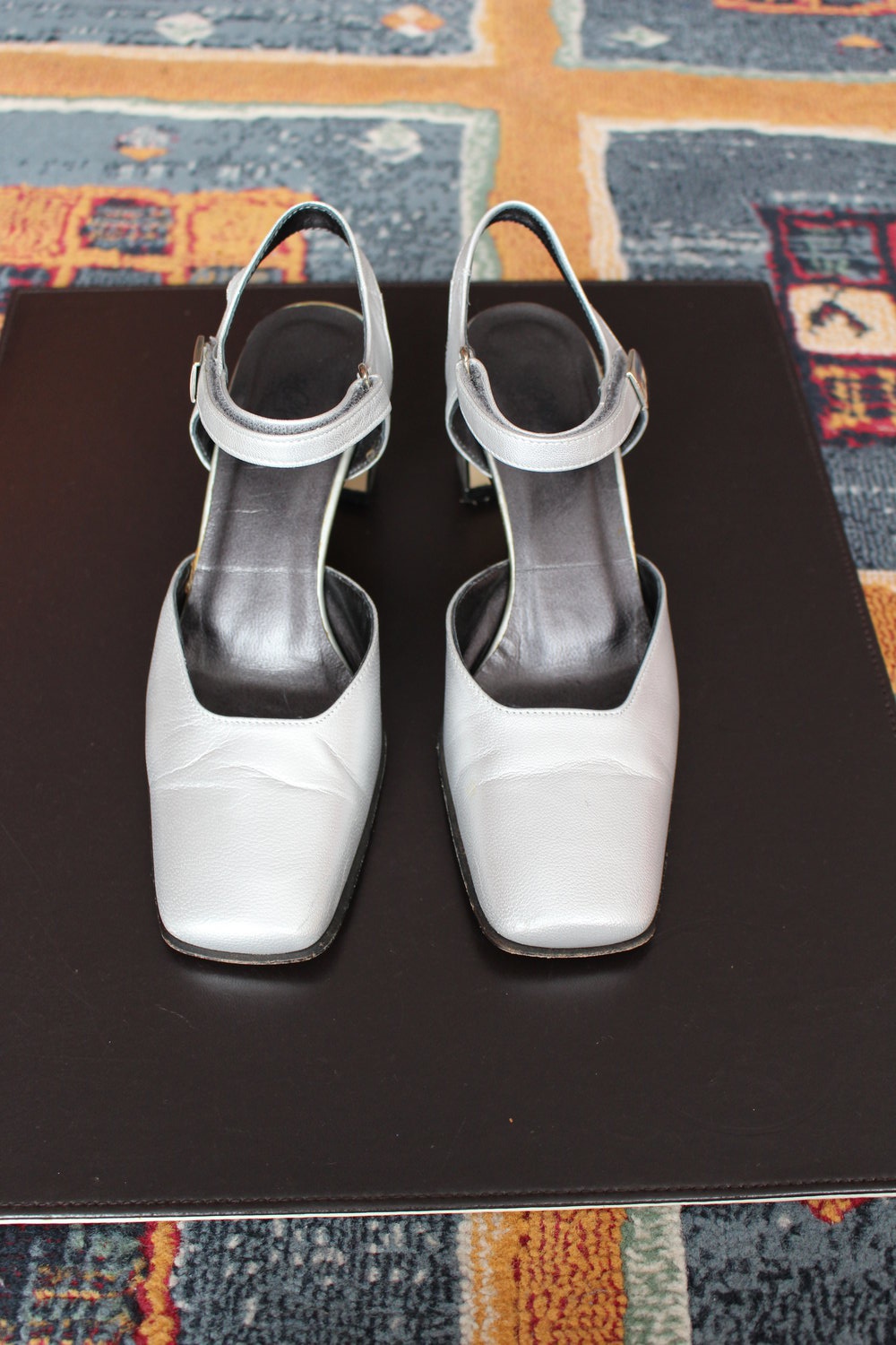 147. Slingsandaletten von Romano (Italien), silber, Echtleder, Gr. 38, Weite G