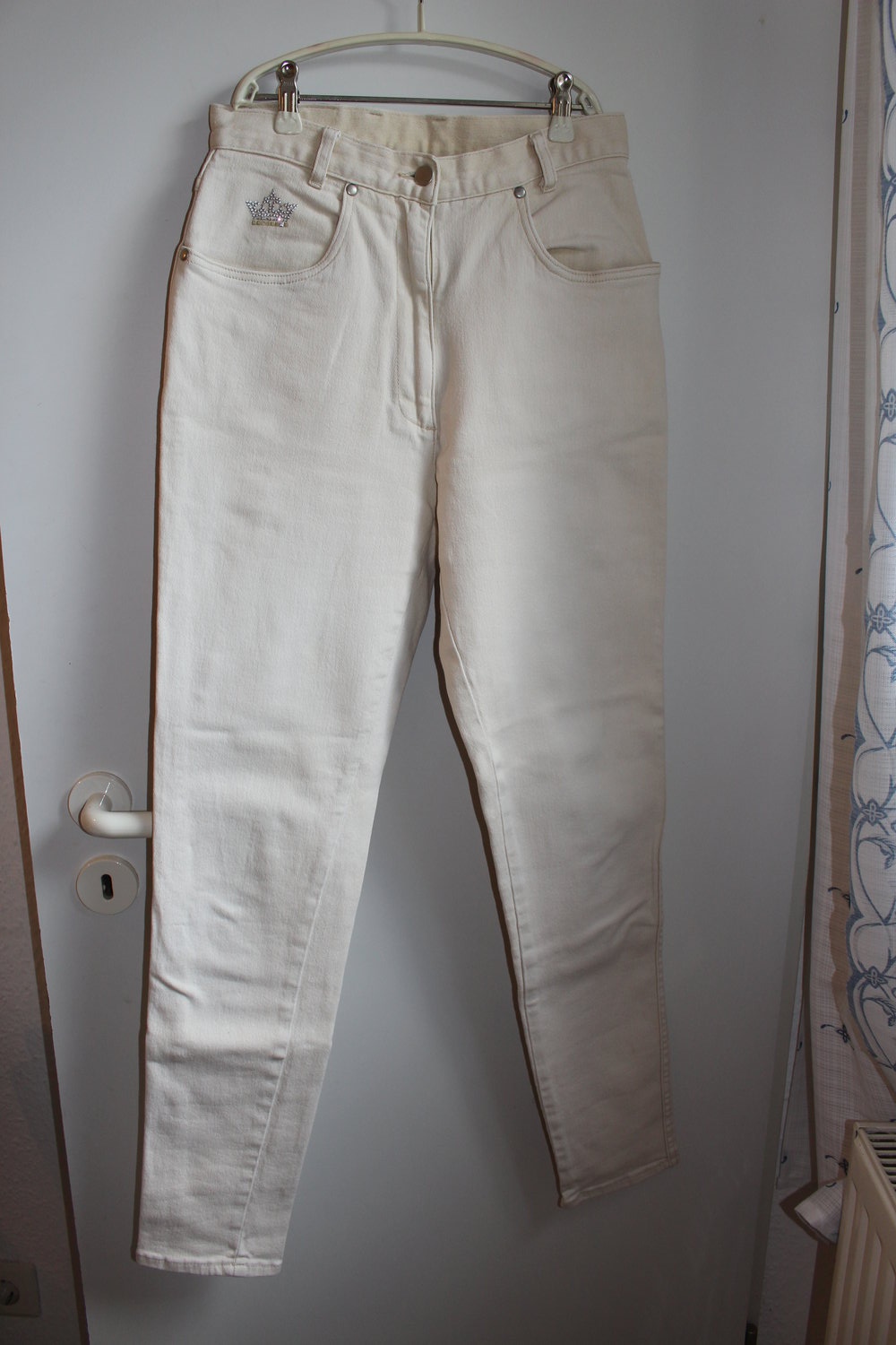 155. Jeans von Laura Kent, Gr. 38, high waist, beige.