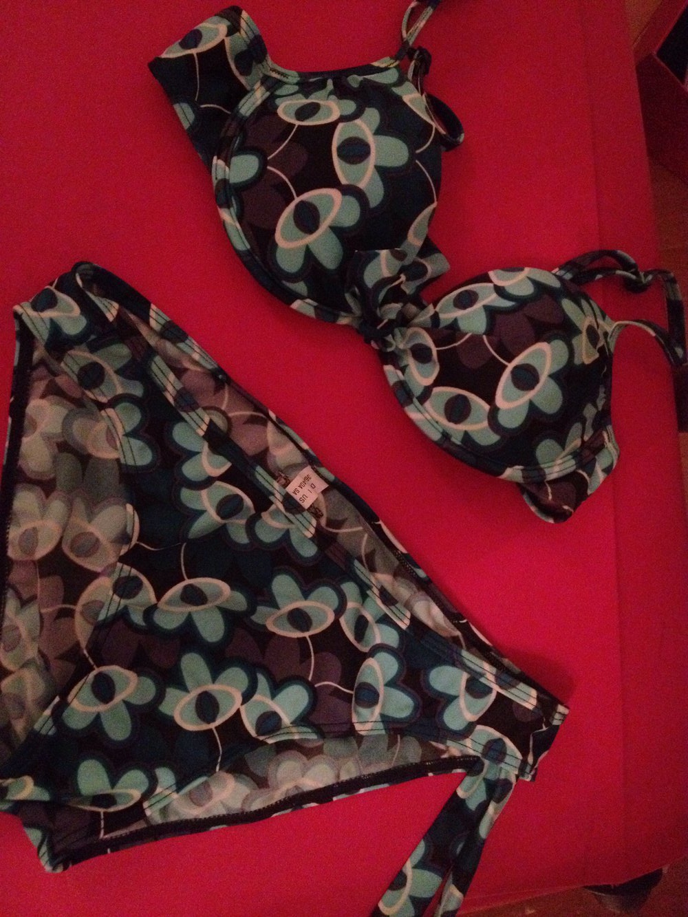 ESPRIT Tropischer Bikini Push-Up Zweiteiler Tropical Exotisch Blumenmuster Blau Türkis 