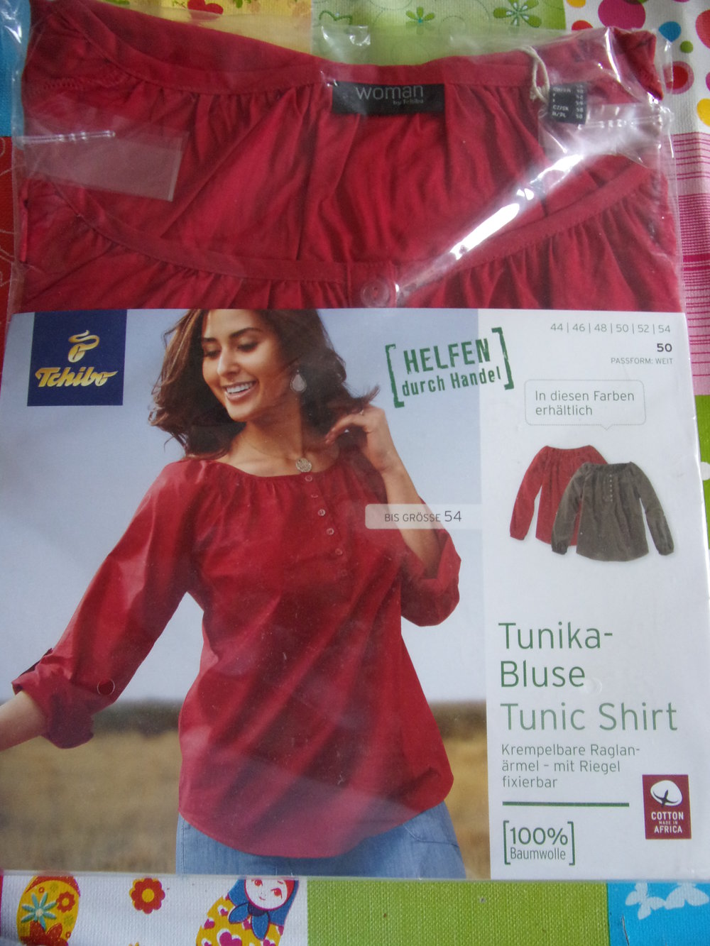 Tchibo Tunika-Bluse rot aus fairem Baumwollhandel