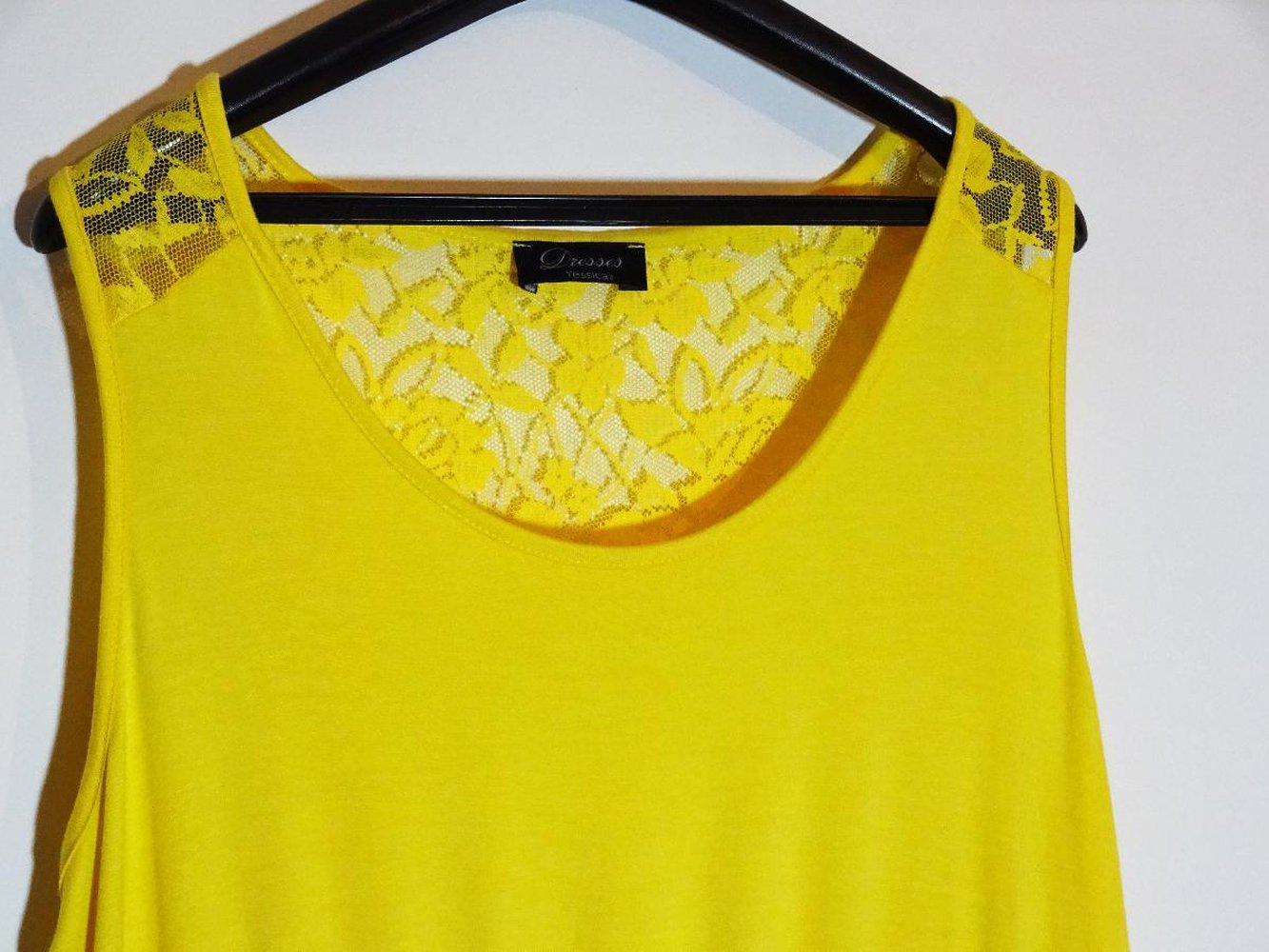 Gelbes Sommerkleid mit Spitze Gr. 42 Gr. M