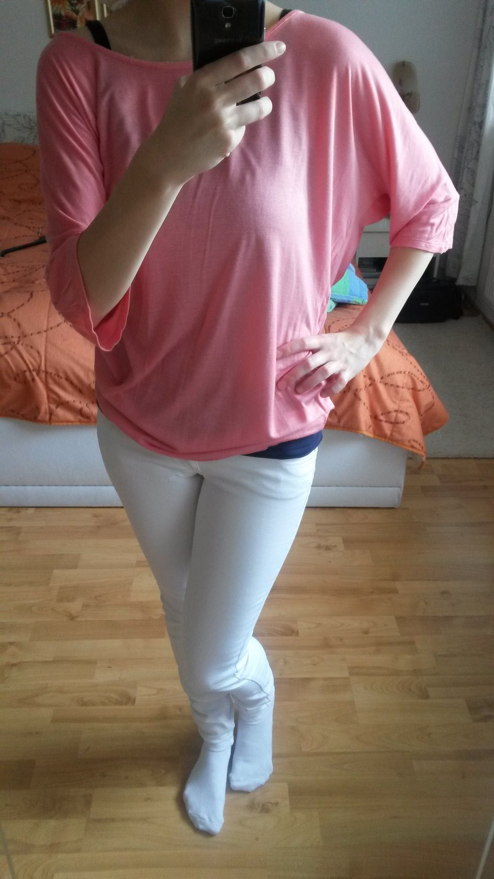 Shirt mit Fledermausärmeln in Rosa Gr. 36