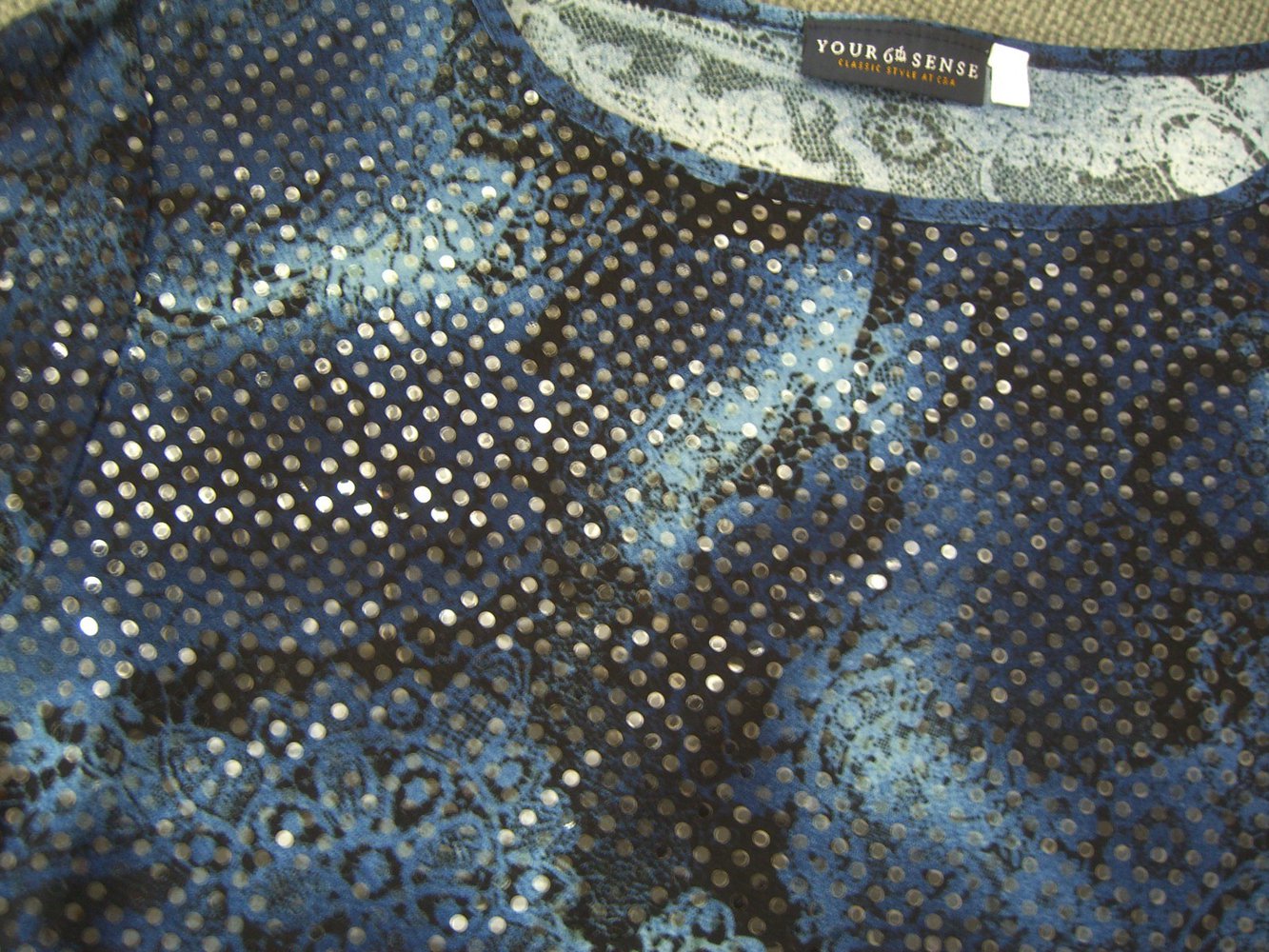 Paillettenshirt, blau/schwarz