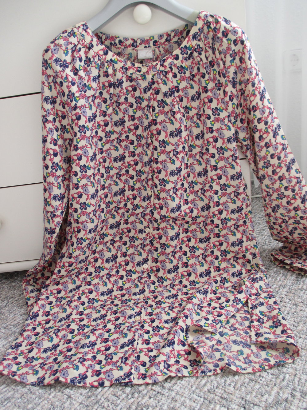 Tunika oder kurzes Kleid im Retro Look, milles fleurs, Gr. 36, neu