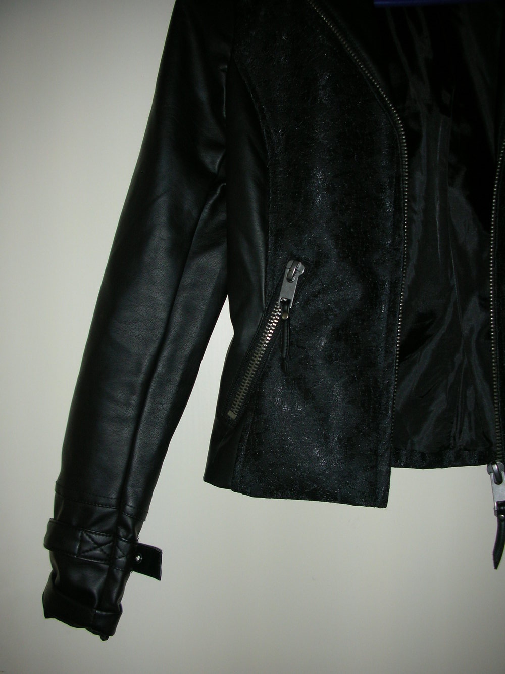 Kunstlederjacke Gr.XS Lederimitat Lederjacke schwarz mit Spitze