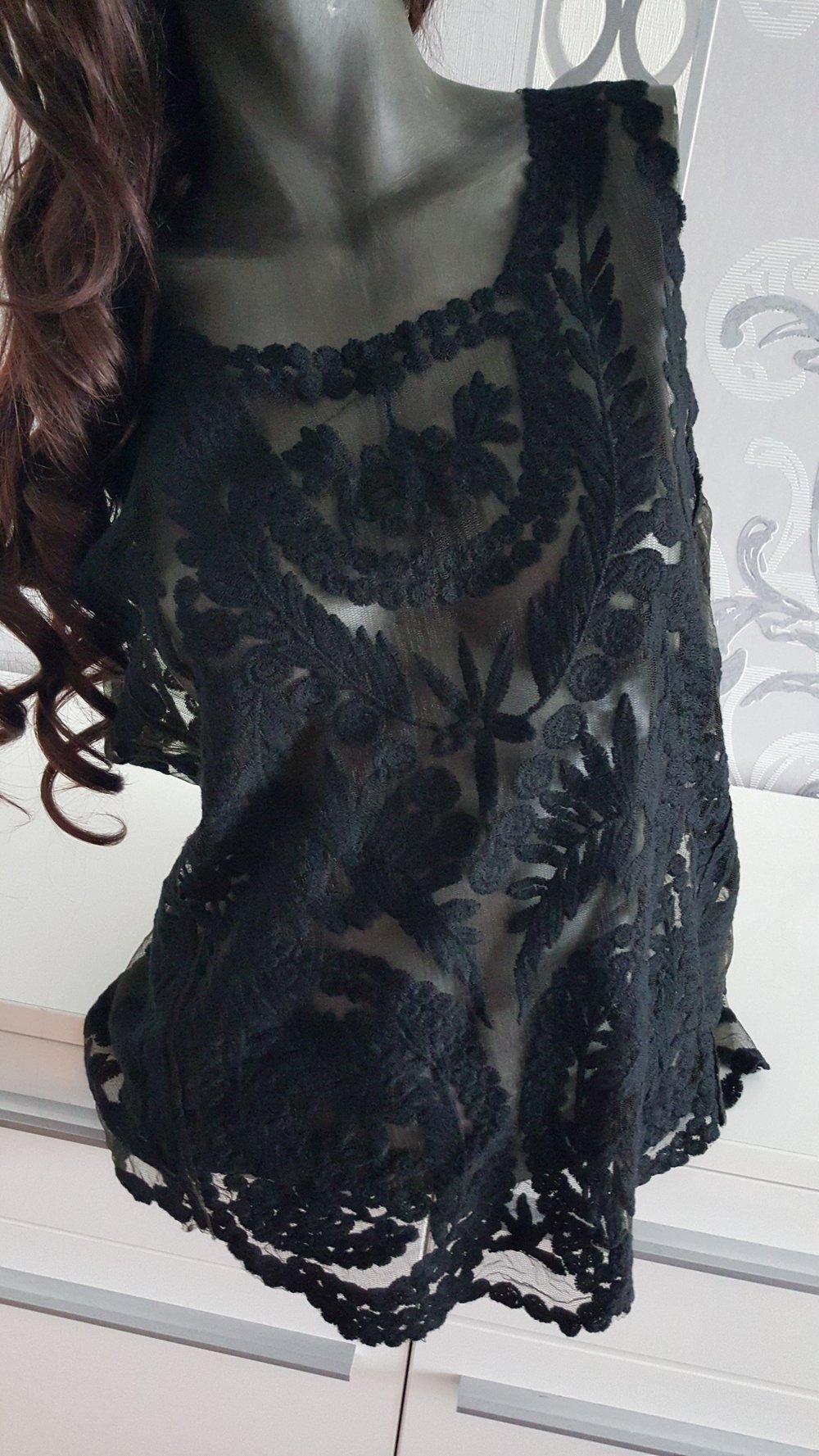 Strick Top schwarz mit Muster 42 44 XL auch als oversized L