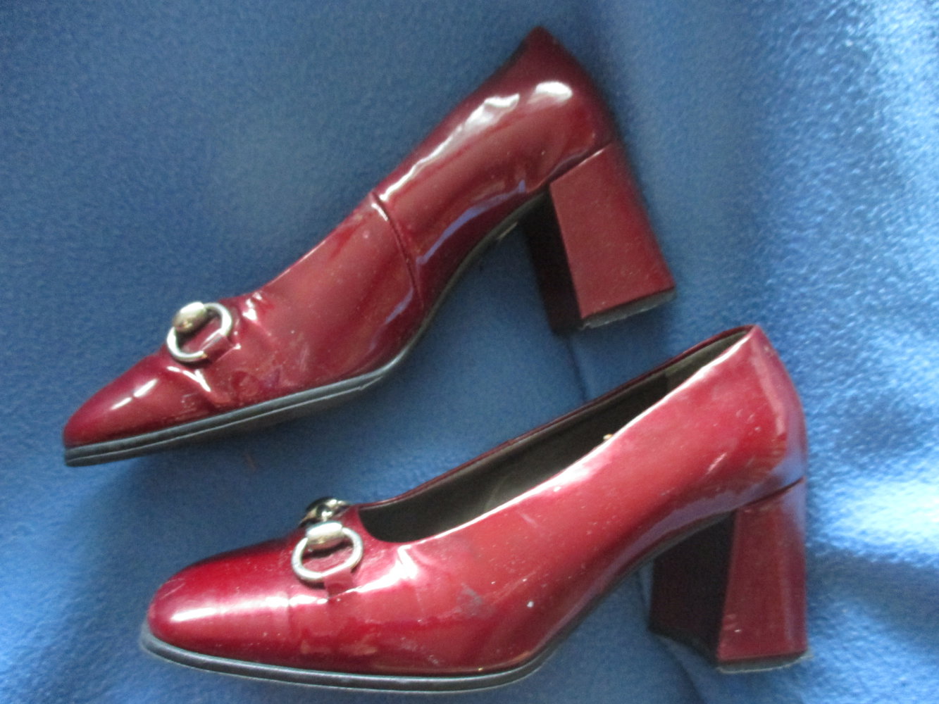 Edle Echt Lack Leder Silber Spangen Schuhe Pumps 