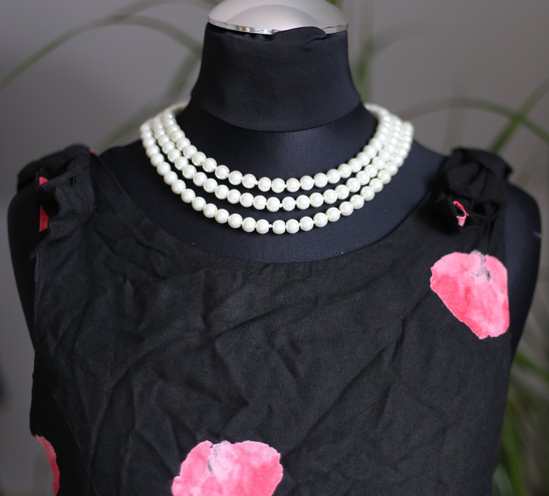 Kleid Mohn Blumen Rot Schwarz XS