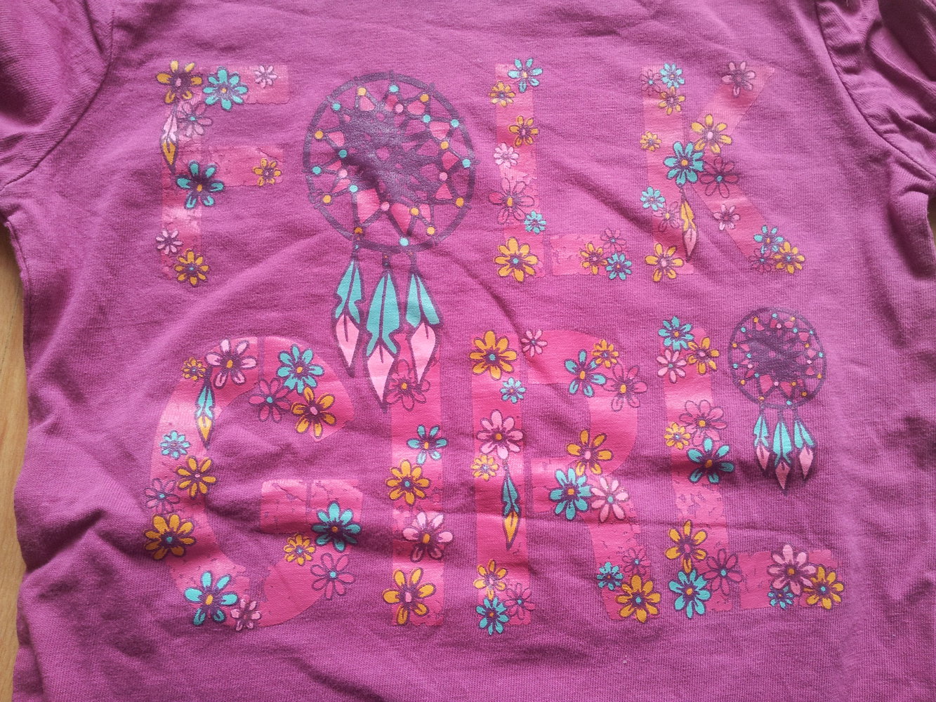 Pullover rosa magenta Folk Girl Traumfänger Blumen 