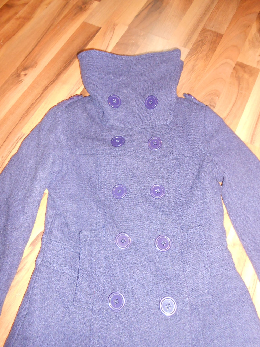 lila Mantel Wolle h&M 36