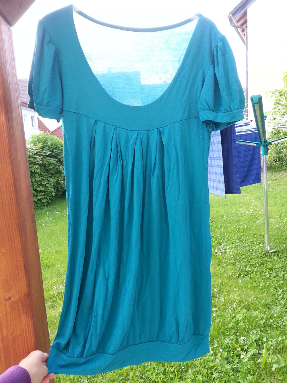Shirt grün blau luftig Longshirt Basic