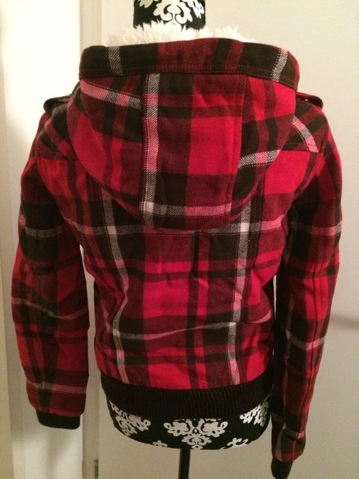 Winterjacke kariert pink gefüttert