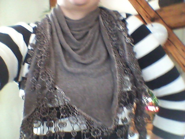 Tuch groß braun Fransen