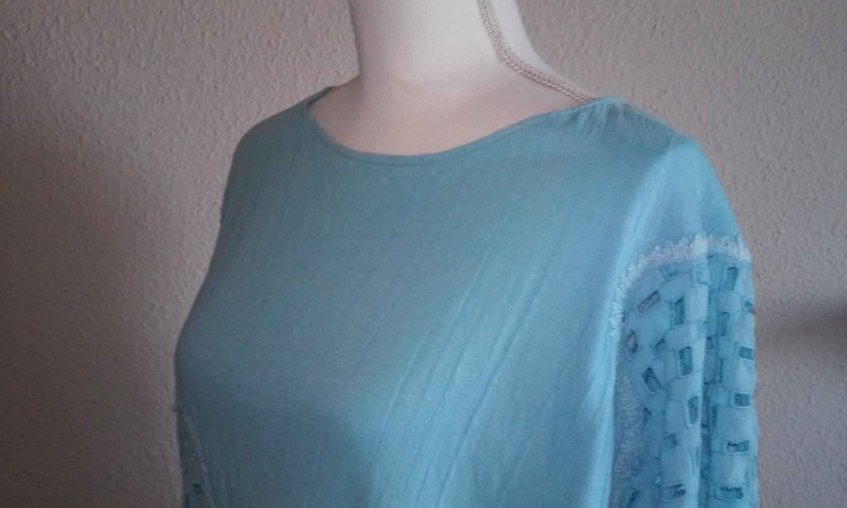 Baumwollshirt Shirt T-Shirt Pulli Sweatshirt Rundhalskragen Sommershirt Türkis