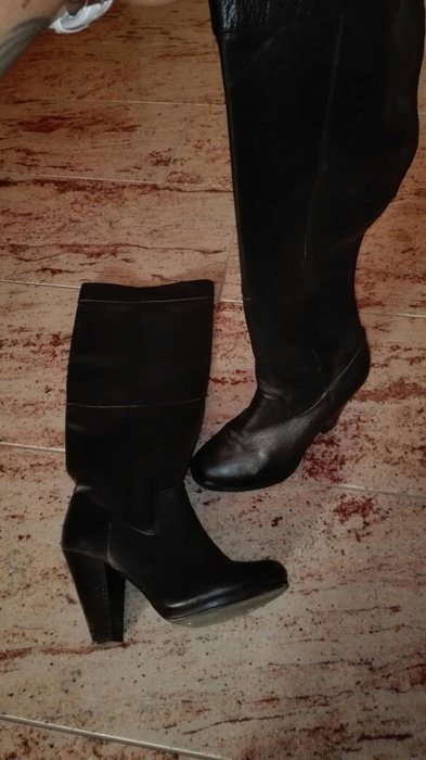 H&M Stiefel Boots Plateau Overknee Echtleder Größe 41