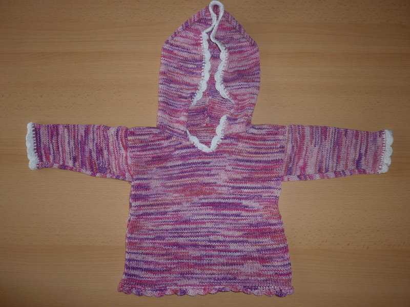 Handgemachter pinker Pullover Gr. 74/80