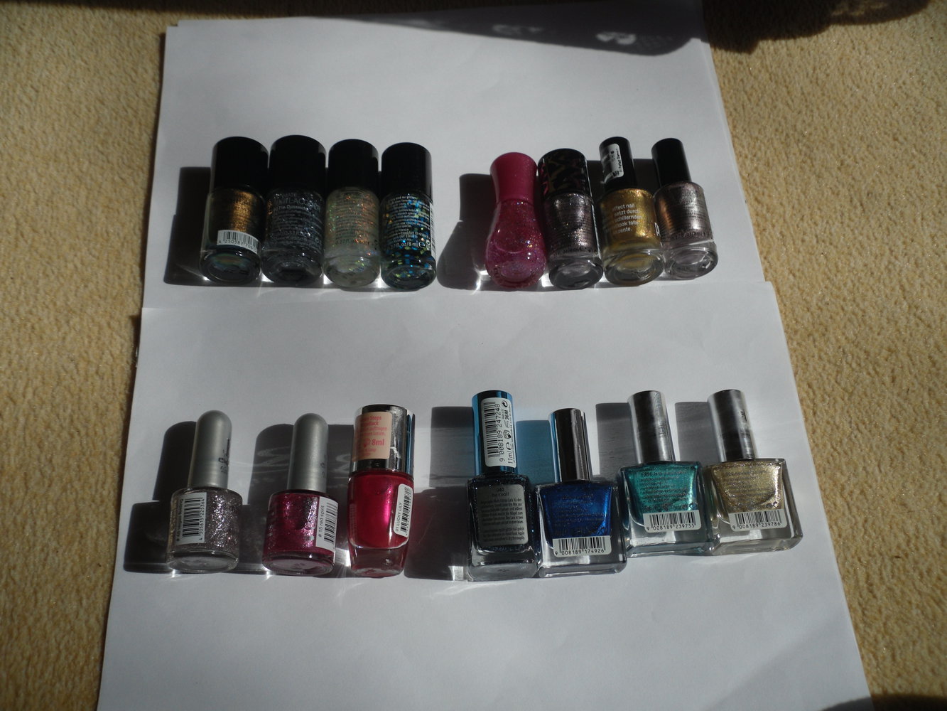 7 verschiedene  Glitzer- und Metallic- Nagellacke