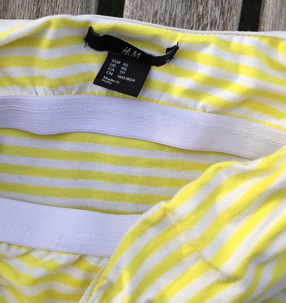 H&M Tubetop TUBE gelb / weiß Gr. XS