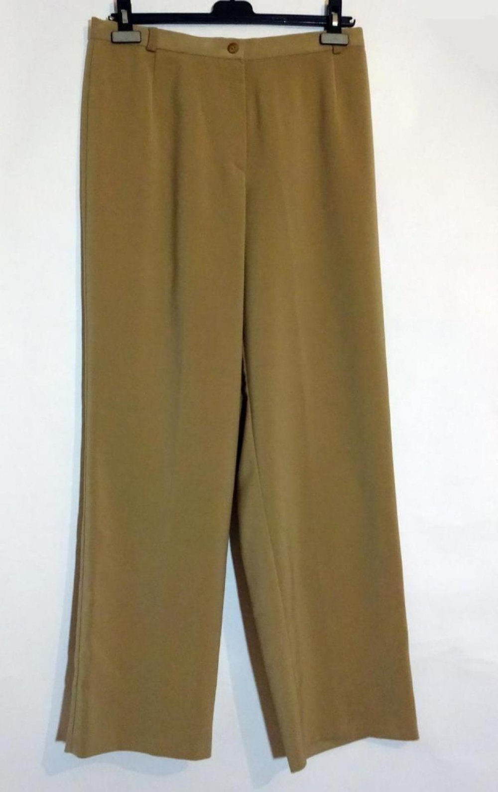 Braune Stoffhose Weit Marlene Beige Gr. 42 Gr. M