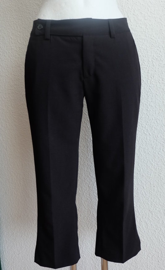 3/4 Hose mit Schlitzen am Beinabschluss, leicht elastisch, elegante Caprilänge, Slim-fit, schwarz