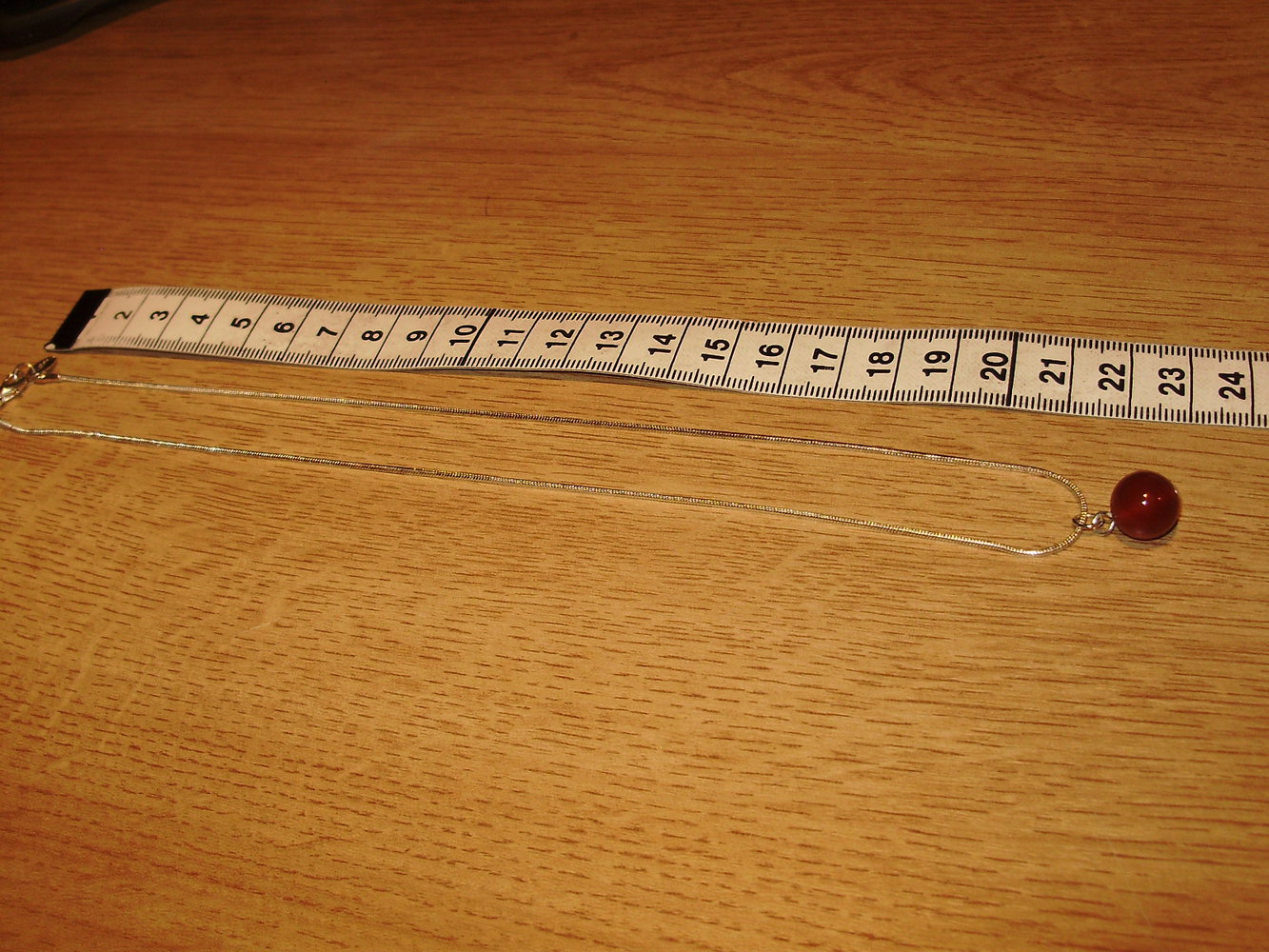 Kette silbern rote Perle 44 cm NEU