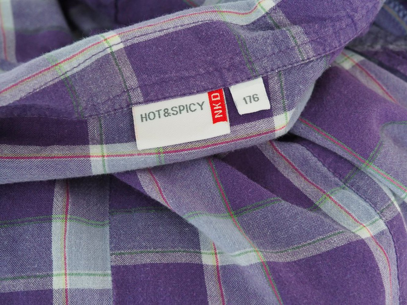 Lange Bluse mit lila Karos