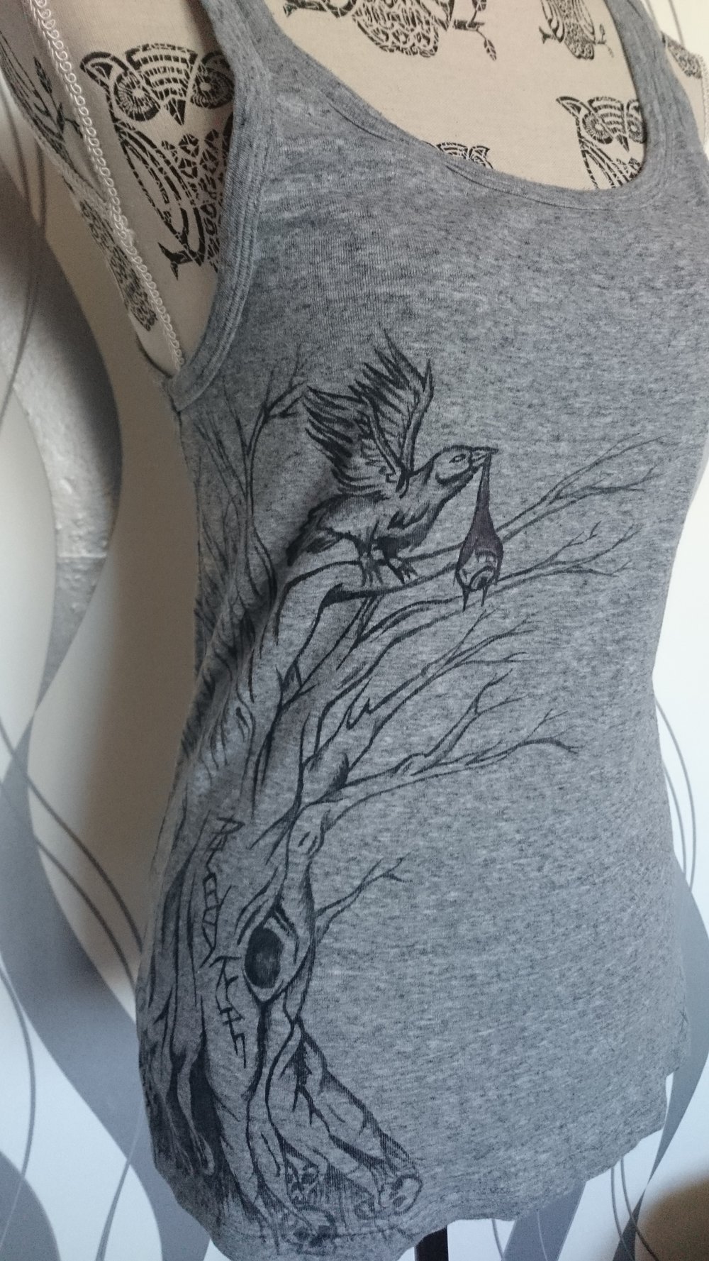 grau meliertes Gothic Top, Unikat