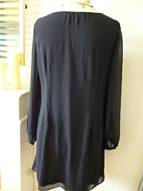 Nachtblaues Chiffon Blusenkleid 42/44