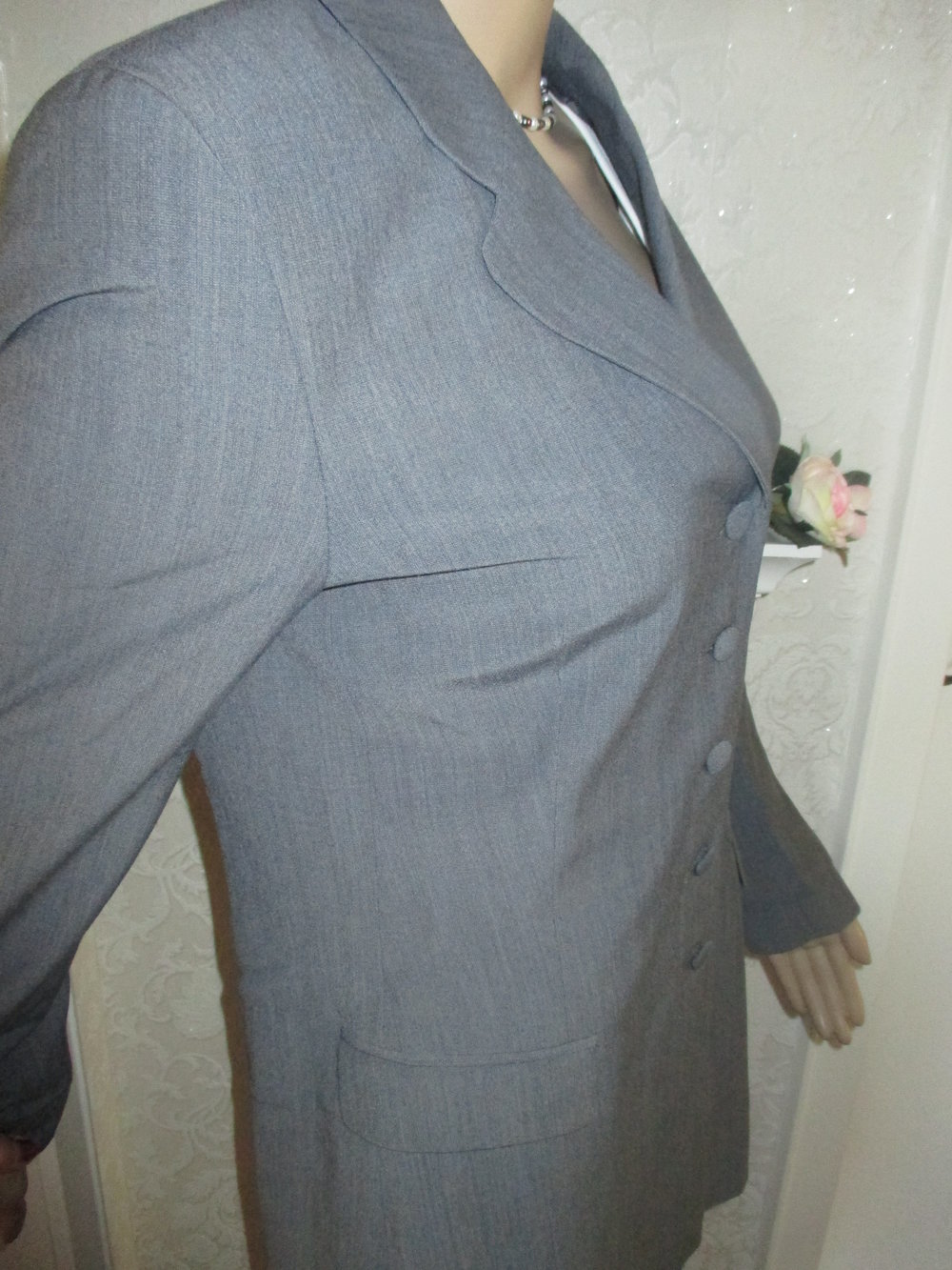 NEU Vintage Schurwolle Anzug Kostüm Long Boyfriend- Style Blazer Mini- Kurz- Mantel 