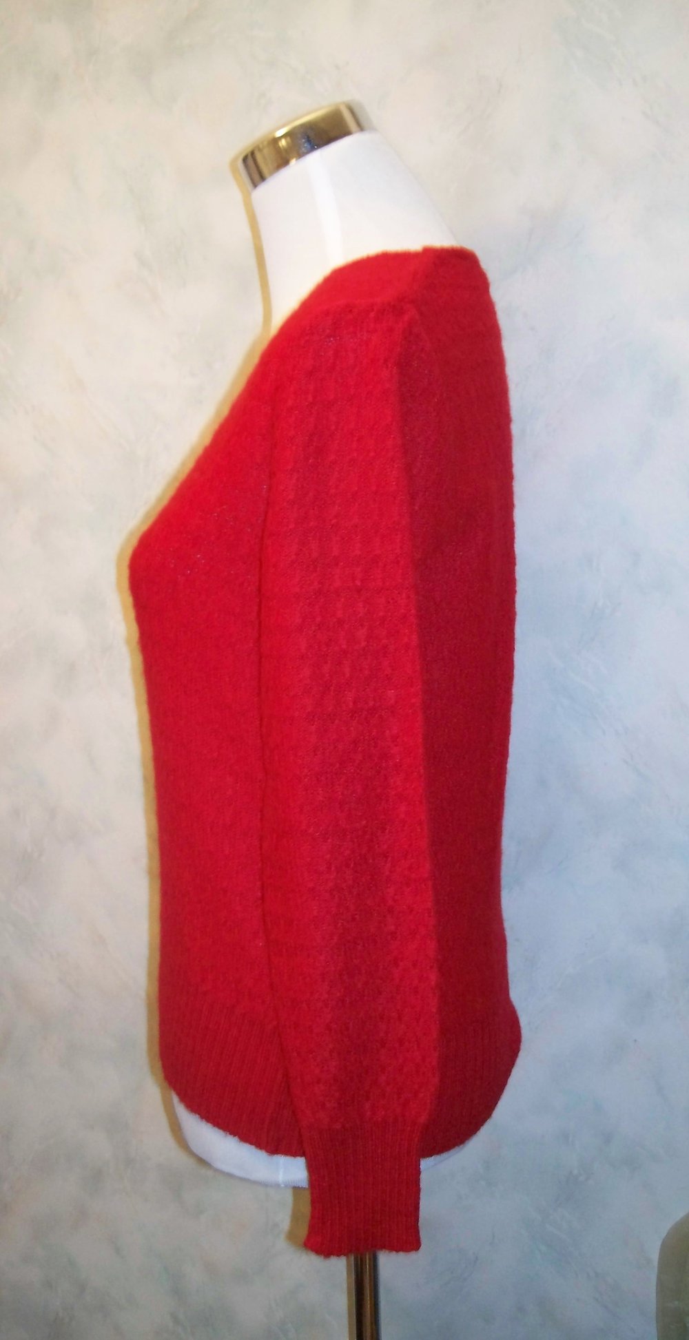 VINTAGE// Roter Pullover mit Blumen/ Blüten von *M. Davis*