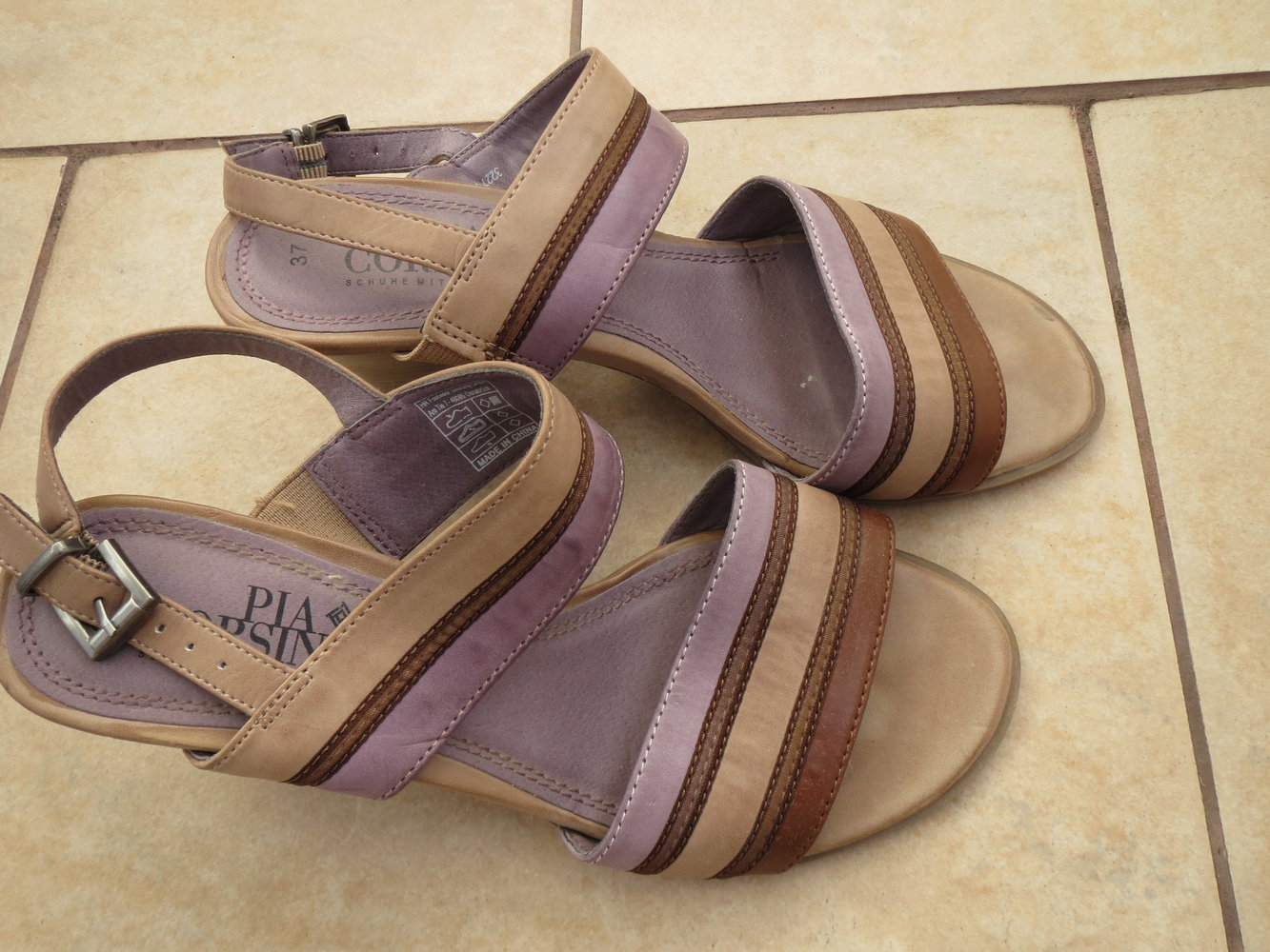 Sandaletten, Gr.37, beige-lila