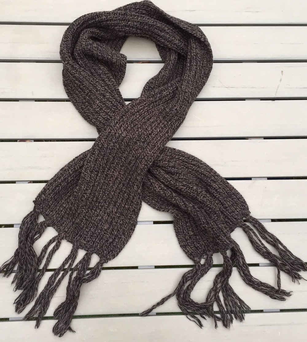 SCHAL Strickschal WOLLSCHAL Patentmuster braun meliert