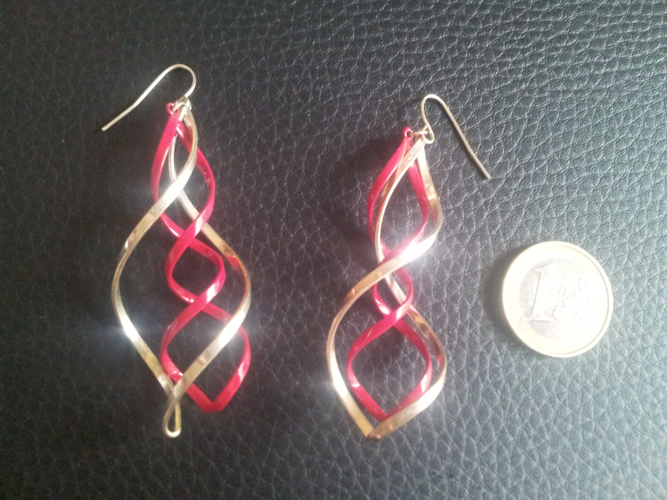 Modeschmuck Ohrringe silber rot Spiralen