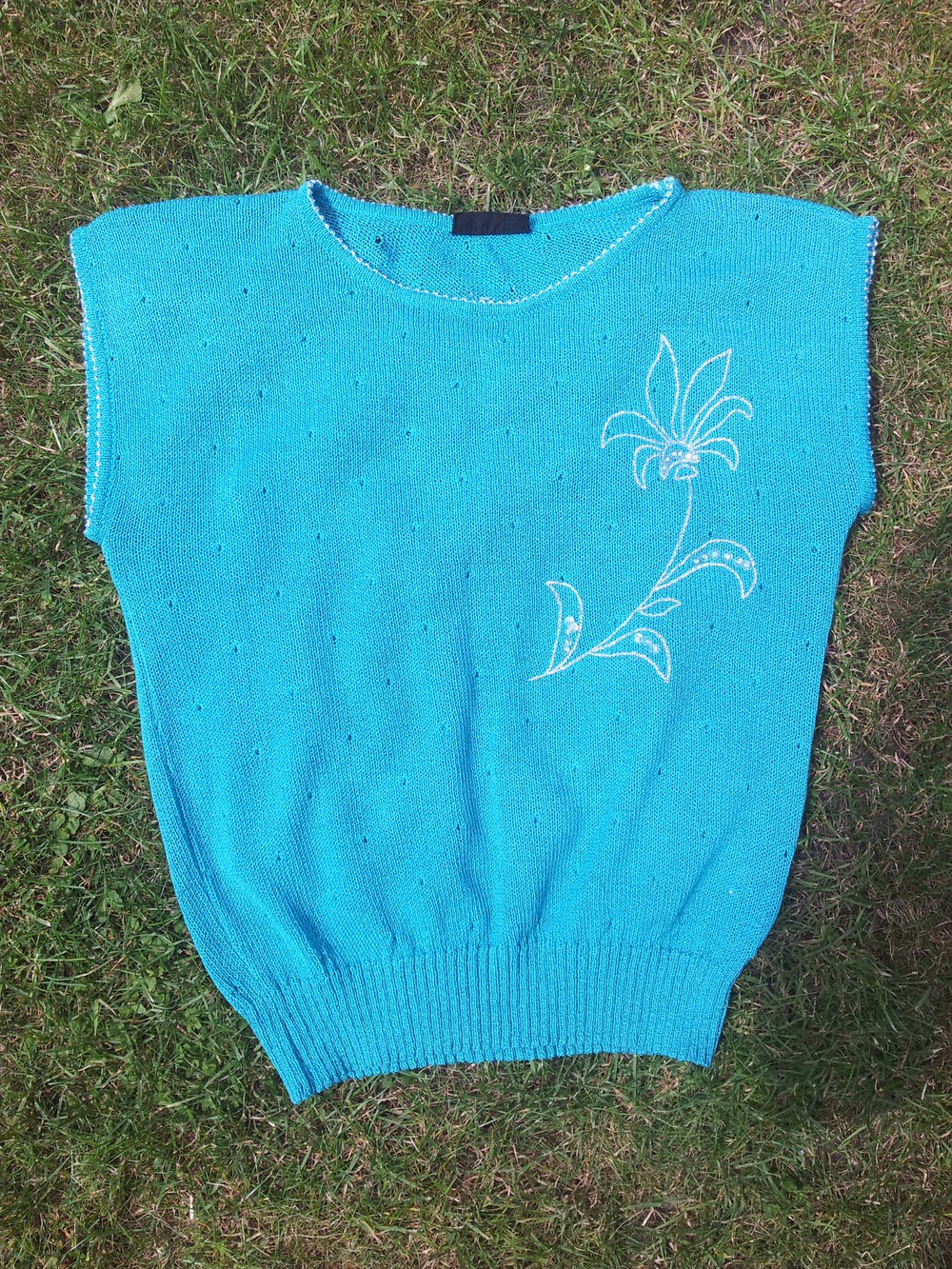 Pullunder Top türkis Strick Blume Dolores Gr. XS 