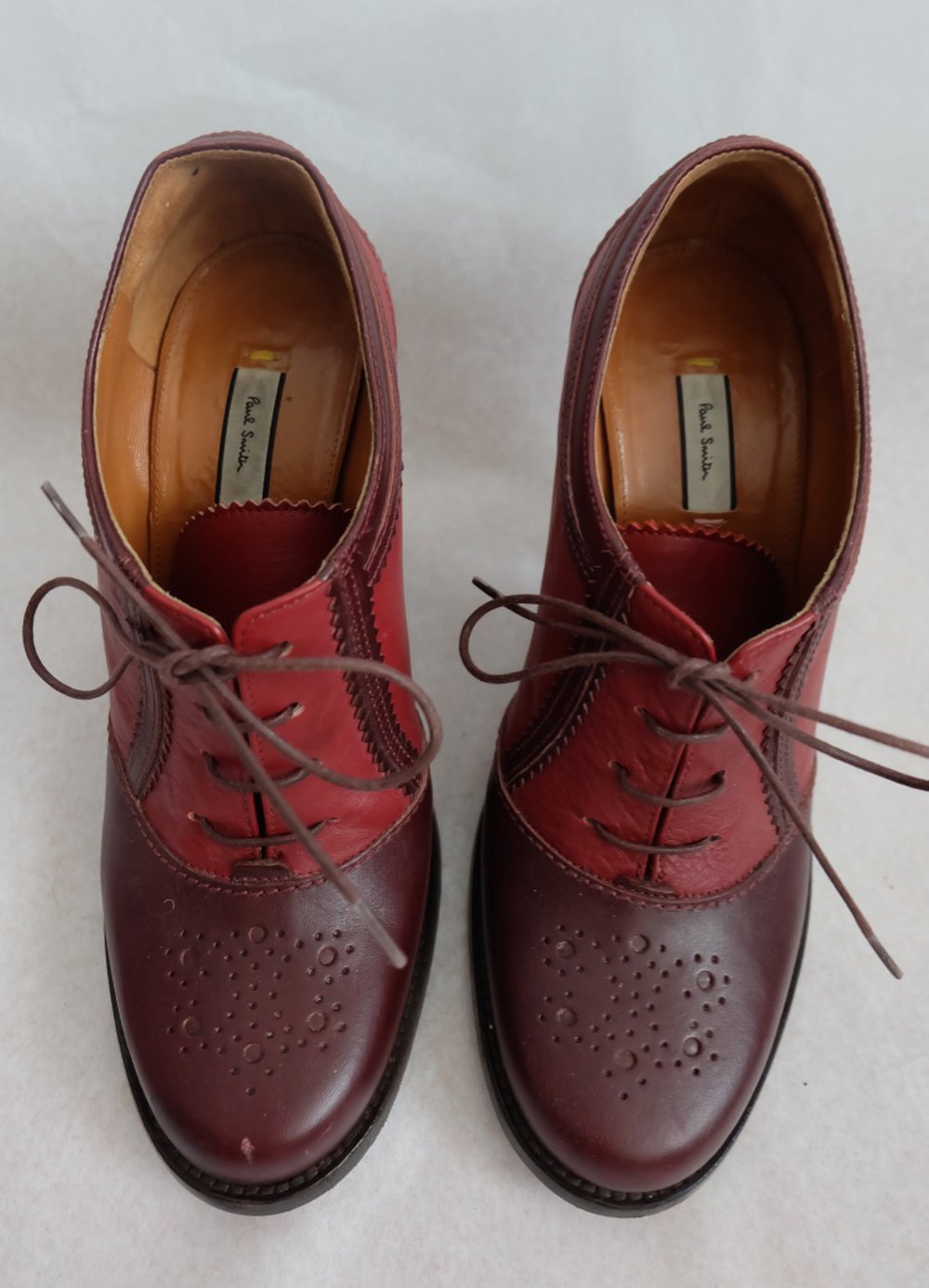 Paul Smith Red Harlow Damen Pumps mit Block Absatz aus Leder Rot / Braun in 38,5