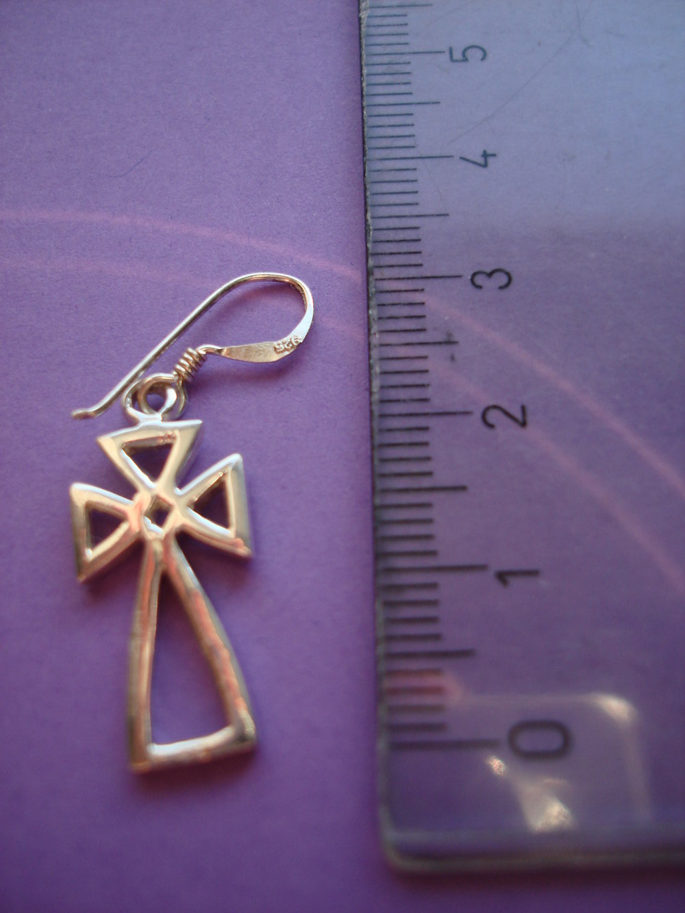 einzelner Ohrhänger / Anhänger Kreuz, Silber